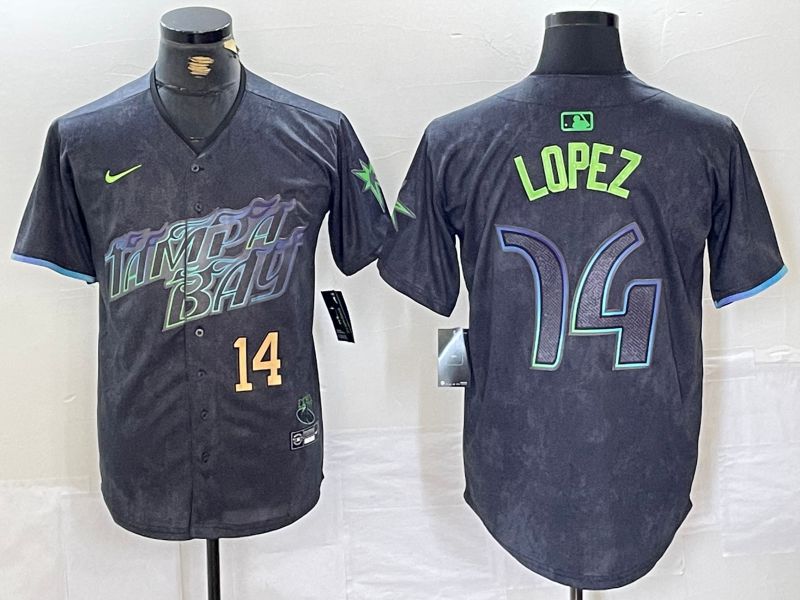Men Tampa Bay Rays #14 Lopez Black City Edition Nike 2024 MLB Jersey style 2->tampa bay rays->MLB Jersey